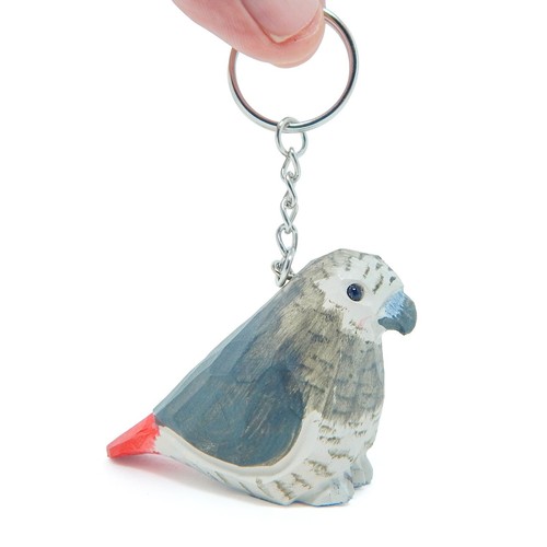 Grey african parrot keychain - grey,
