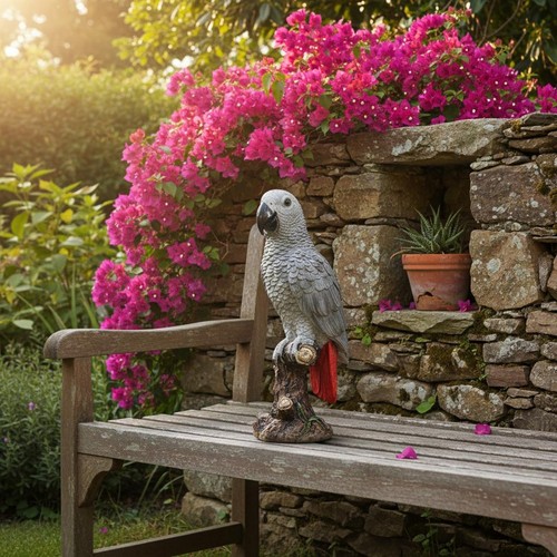African grey parrot statue - grey,