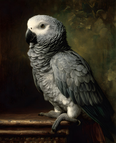 African gray parrot perched - african,